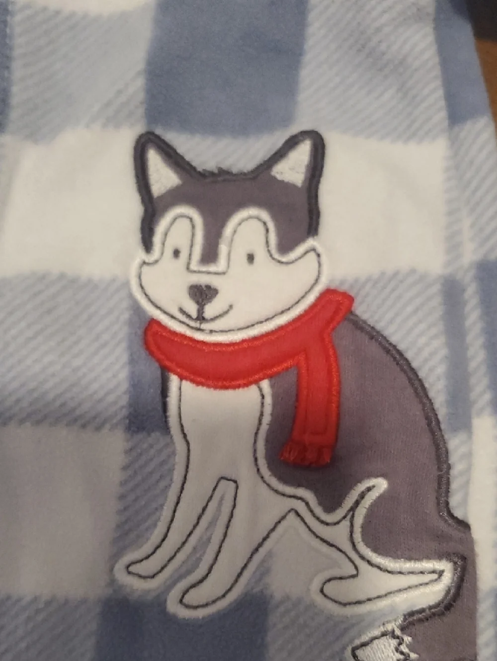 Carter's Blue and White Buffalo Plaid Footed One-Piece with Fox Applique